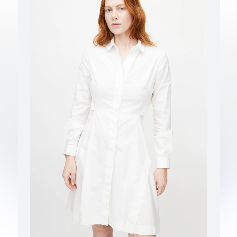 Olivier Strelli Elegant White Botton Down Dress Made in Belgium